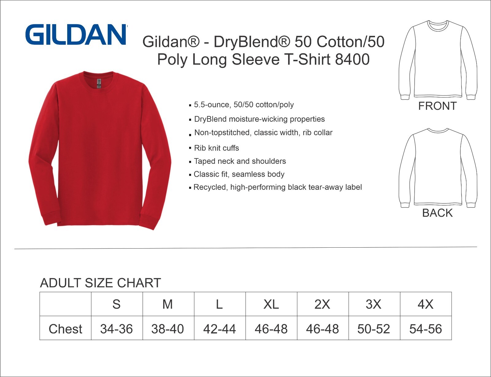 Gildan® - DryBlend® 50 Cotton/50 Poly Long Sleeve T-Shirt 8400 gallery