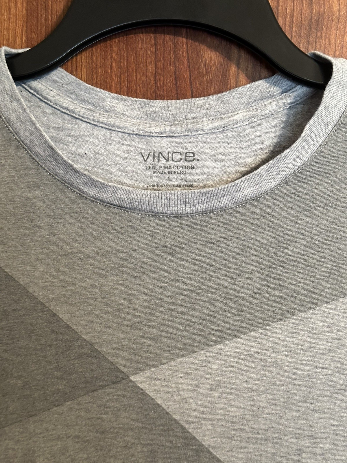 Vince Men T Shirt Geometric Gray Short Sleeve Lightweight Crewneck Large L gallery