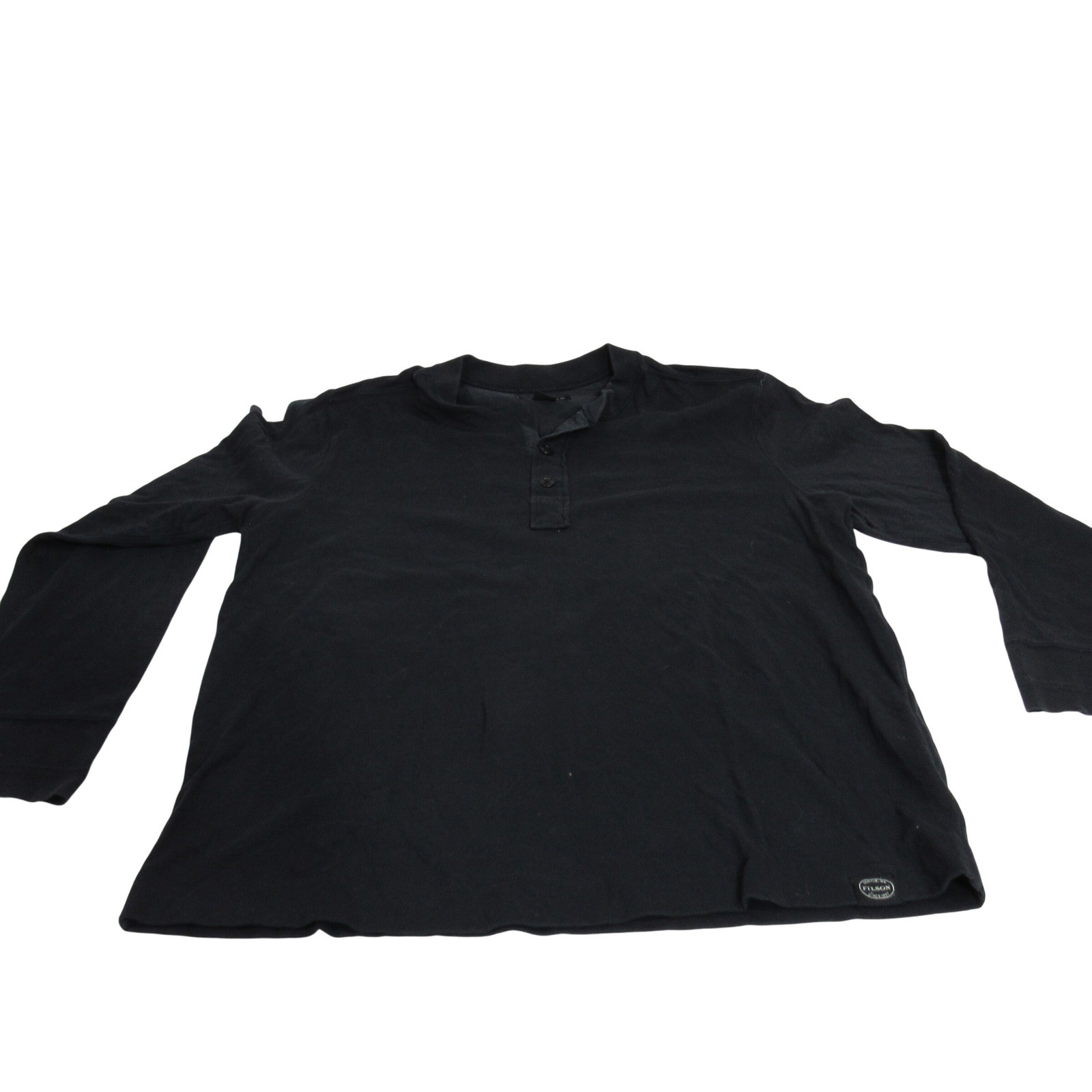 Filson Mens Henley Shirt Long Sleeve Black Cotton Logo Patch XL PNW Heritage