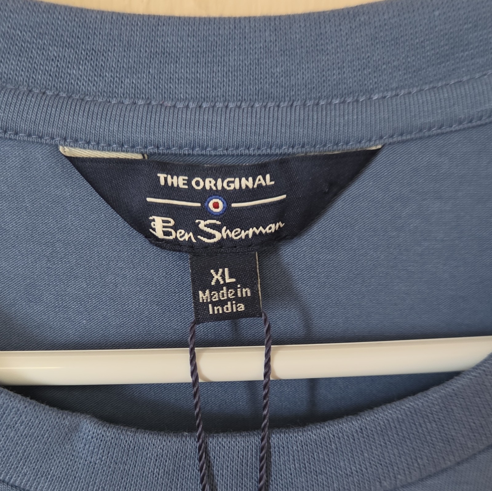 Ben Sherman Blue Crew Neck XL T-Shirt Striped Cuffs Short Sleeve BS15SK360 gallery