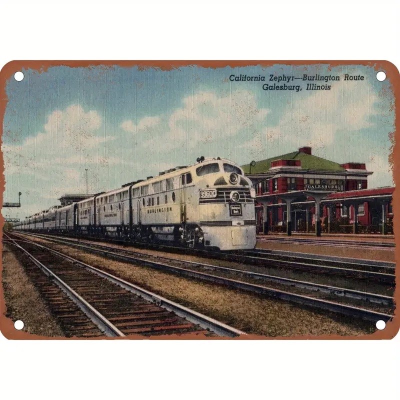 CB&Q F3ABB with the California Zephyr Galesburg IL DECORATIVE REPLICA METAL SIGN