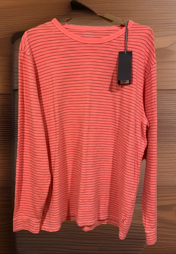 NWT Vineyard Vines Sz L Striped Long Sleeve Shirt Beach Coral Papaya $98.50