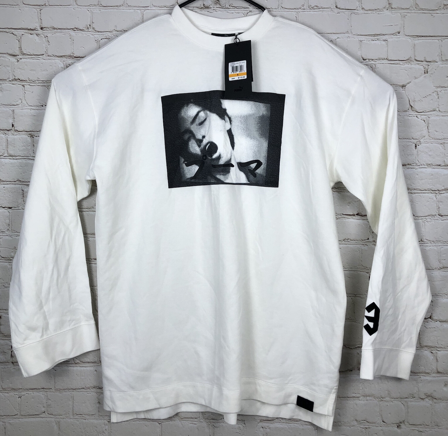 NWT Puma Fenty Rihanna Long Sleeve Crew Neck T-Shirt White Size Large $110
