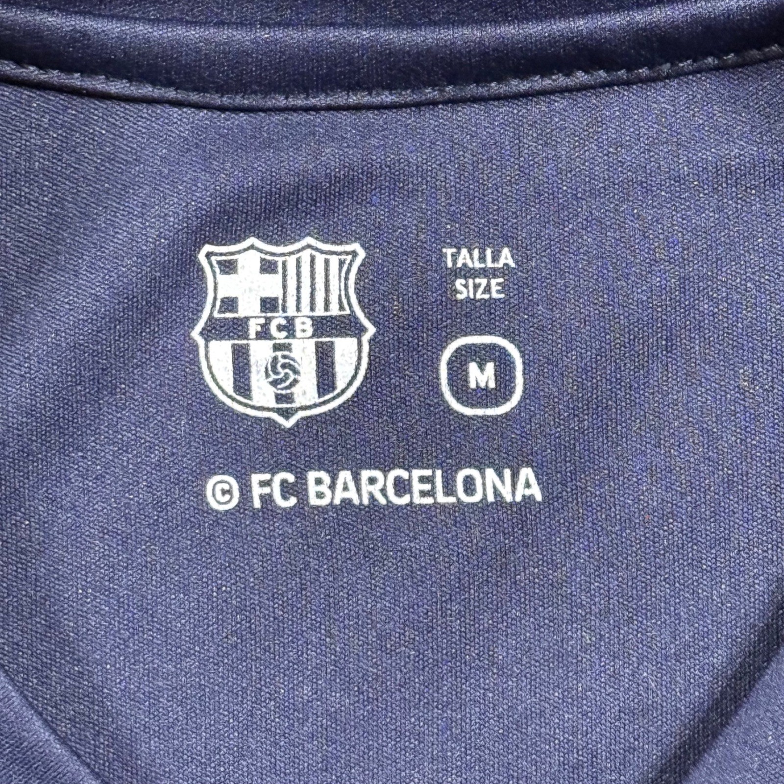 FC Barcelona Soccer Jersey Mens Medium Blue Red Striped VNeck Short Sleeve Shirt gallery