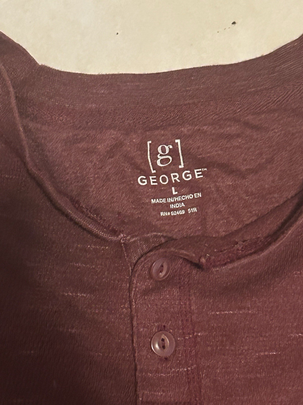 George 3 henley Button shirt Red Long Sleeve Large gallery