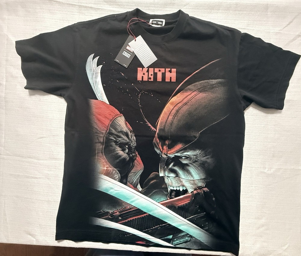 Kith x Marvel Deadpool vs Wolverine Graphic T-Shirt Black Men’s Size S