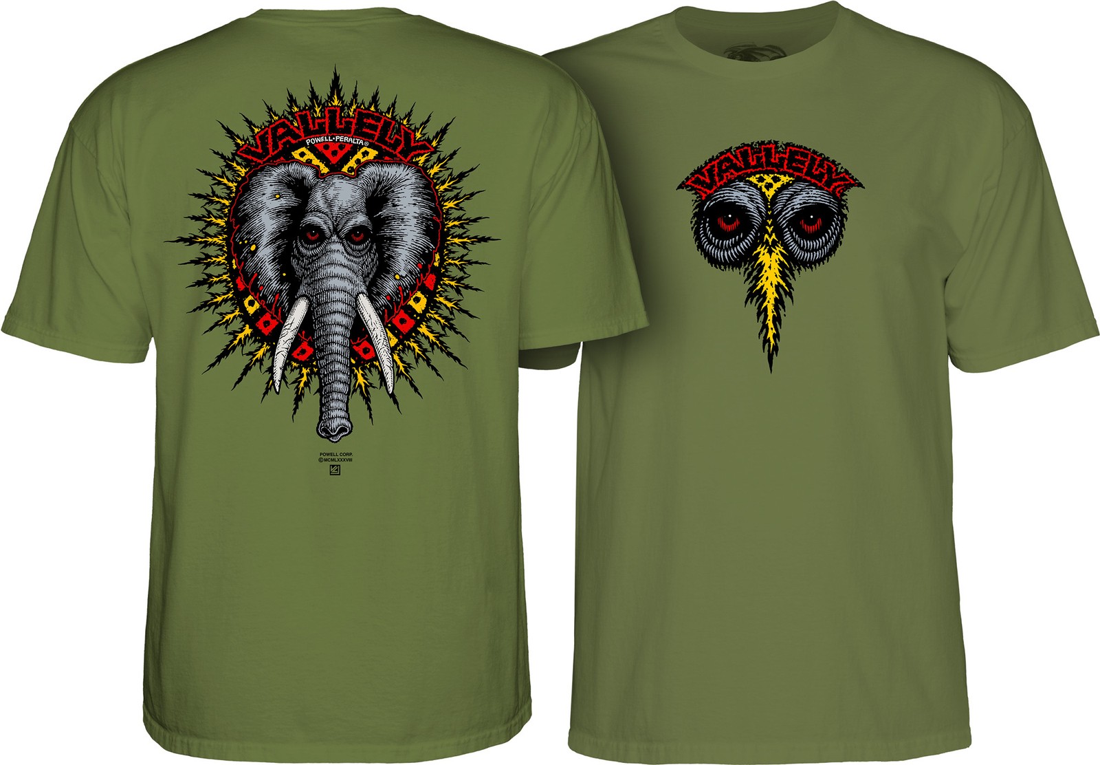 Powell Peralta Mike Vallely ELEPHANT Skateboard T Shirt MILITARY GREEN gallery