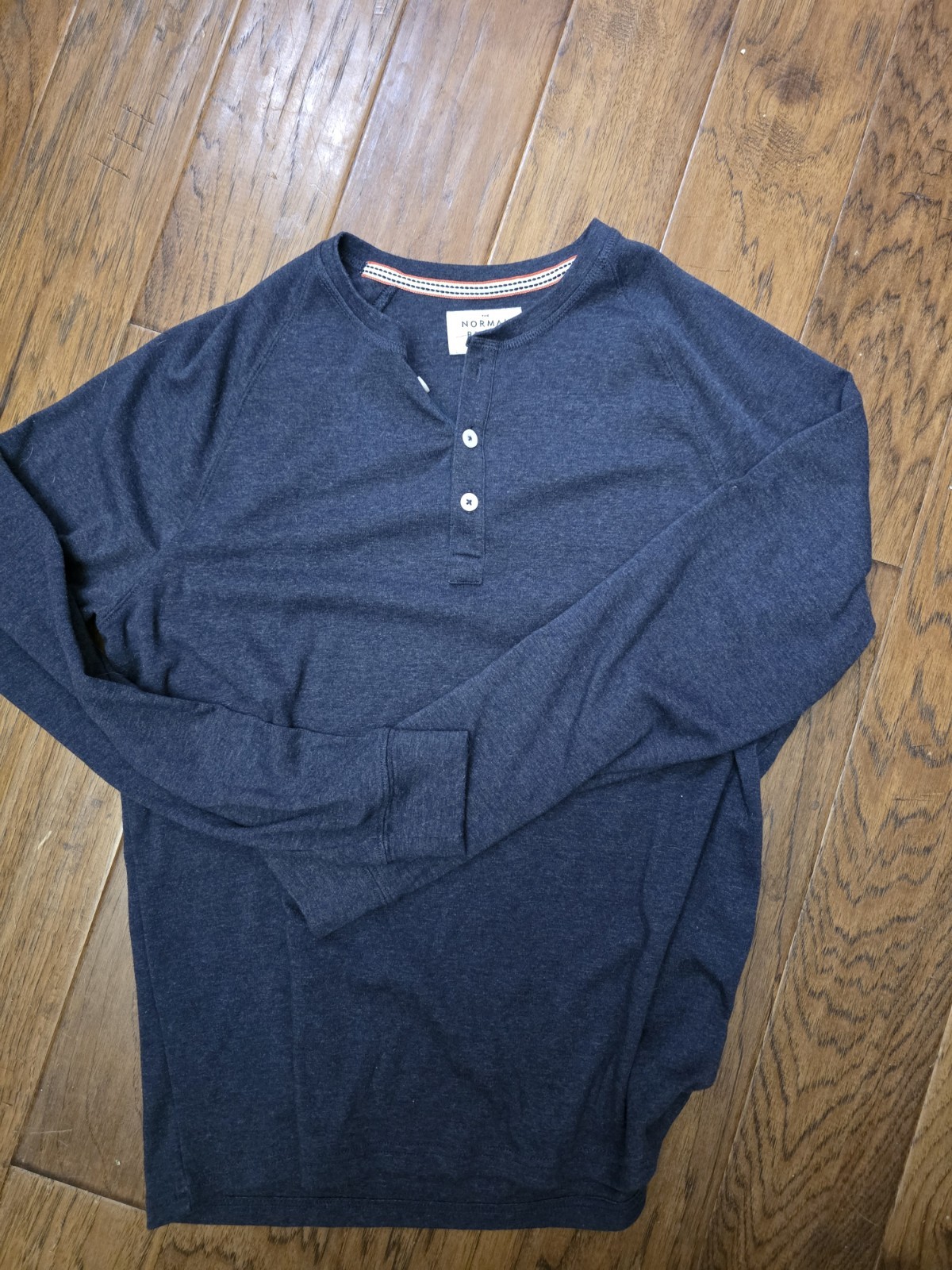 The Normal Brand Navy Blue Longsleeve Henley Mens Sz Large gallery