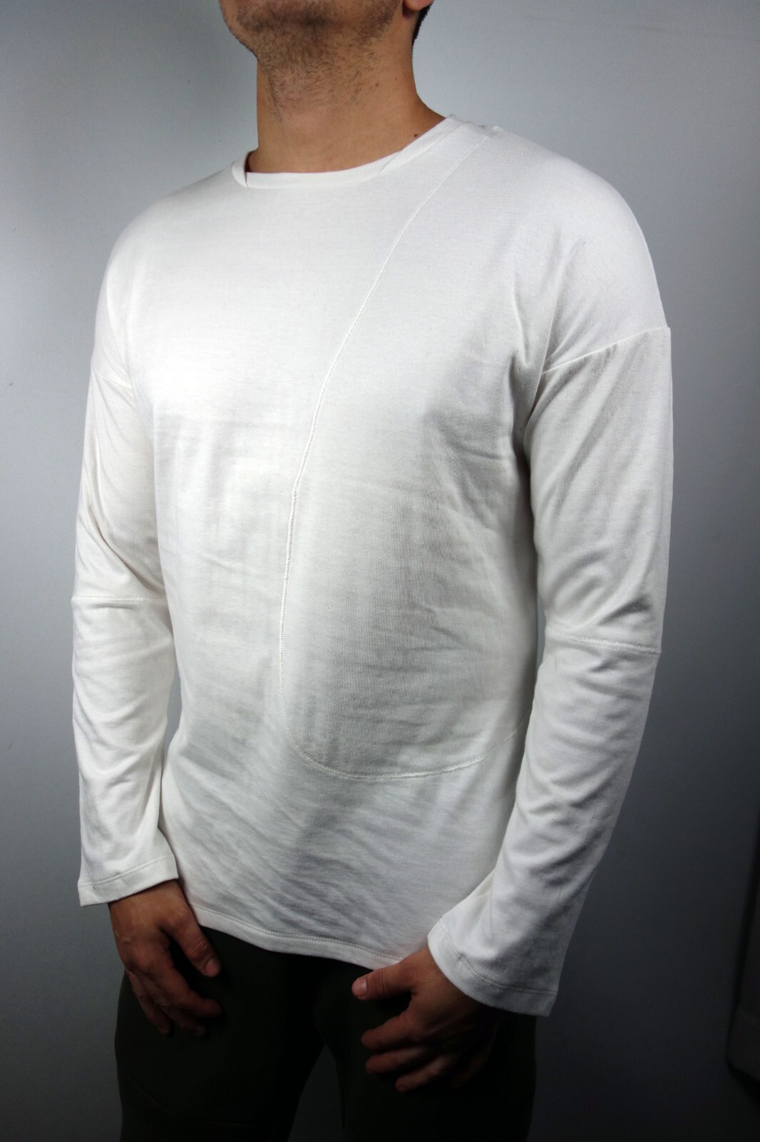 mens long sleeve top white xl