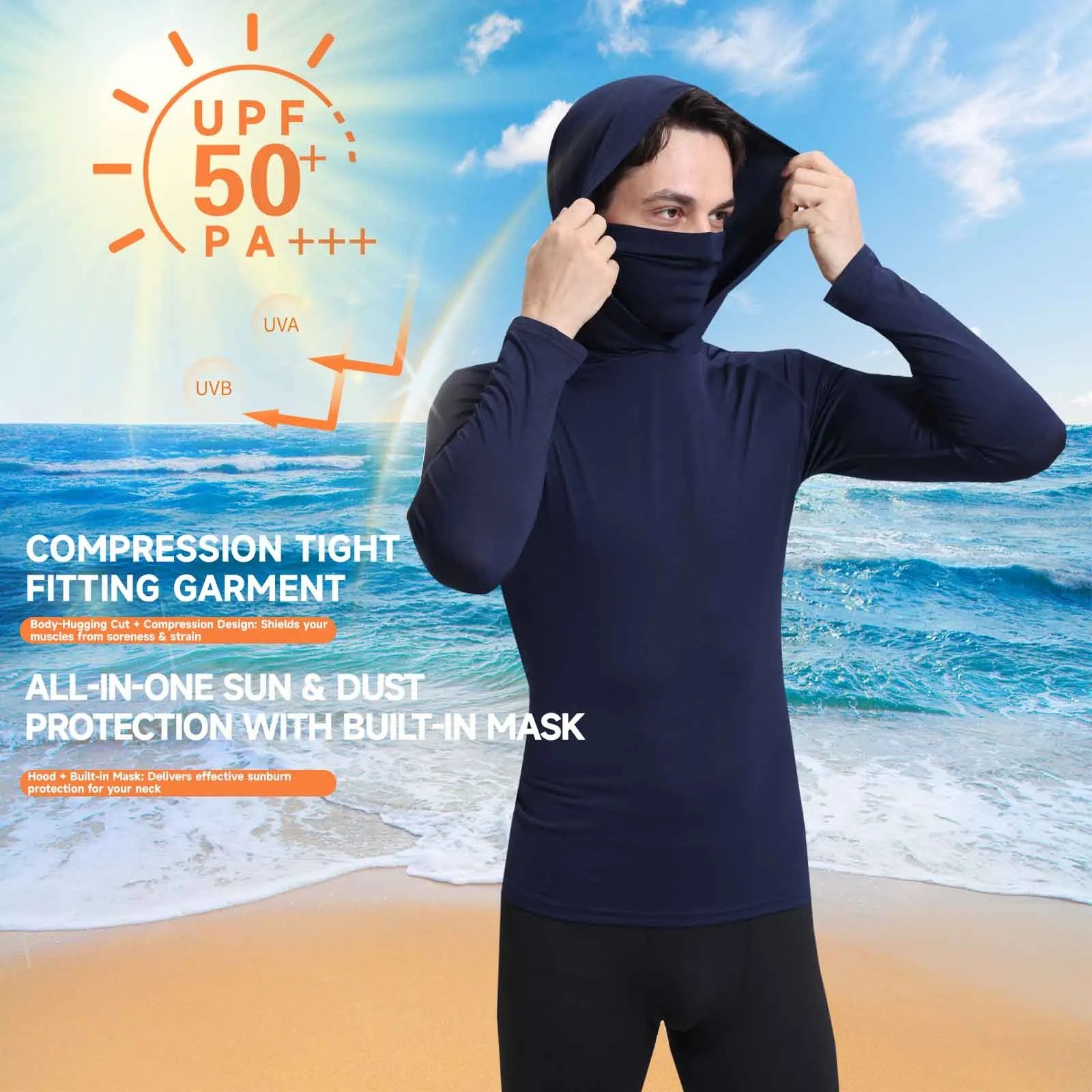 Men Hoodie Long Sleeve T-Shirts, UPF 50+ Sun Protection Hooded gallery