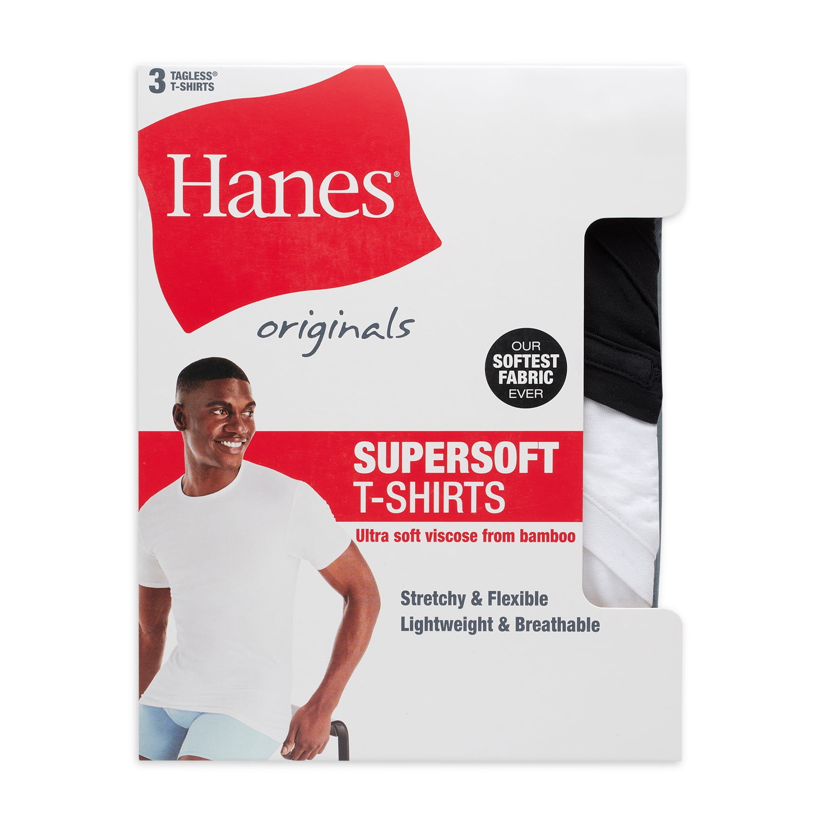 Hanes Men’s Stretch Crewneck Super Soft T-Shirts Moisture-Wicking, 3-Pack: M-2XL gallery
