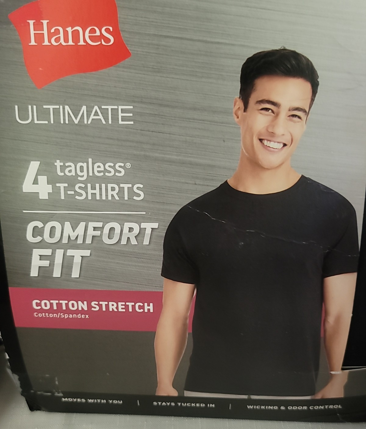 NEW Hanes Men BLACK  Crew neck T-Shirt 4-Pack Comfort FIT OPEN BOX YOU CHOOSE SZ