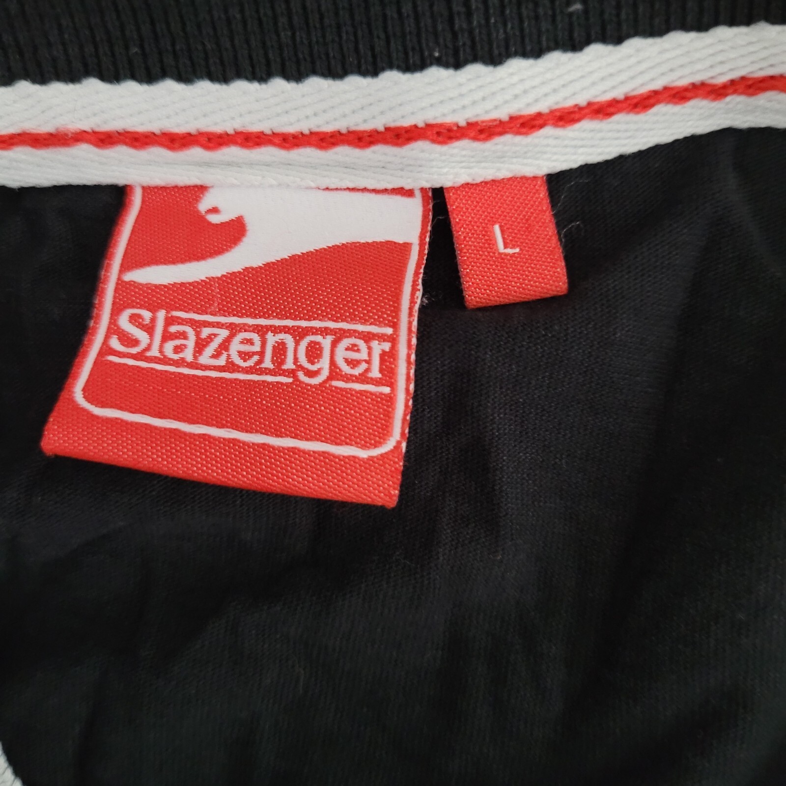 Mens SLAZENGER T Shirt Black Large Top V Neck Gym Running Ringer Casual gallery