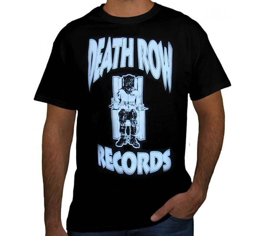 DEATH ROW RECORDS Black T Shirt (graphic is white color, not blue)