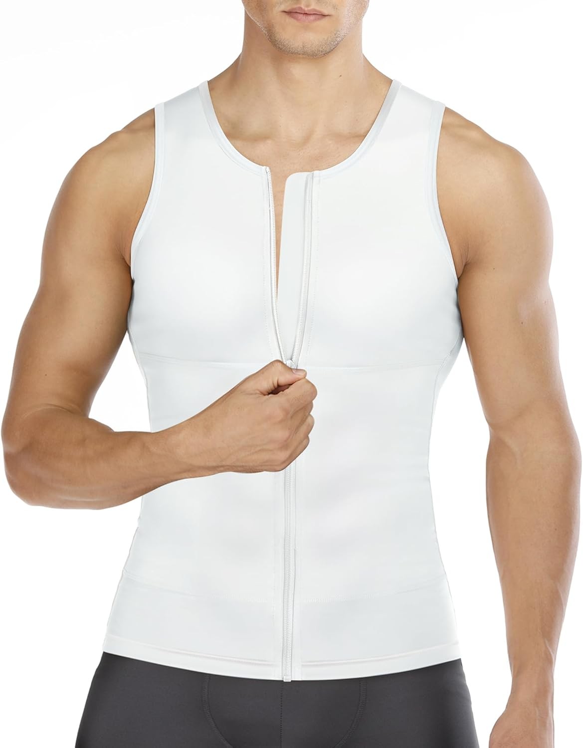 Men’s Compression Tank Top Slimming Body Shaper Undershirt with Zipper