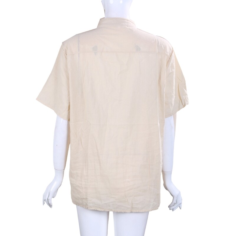Men Stand Collar Buttons Front Linen Shirts Solid Color Loose Pullover Top M-3XL gallery