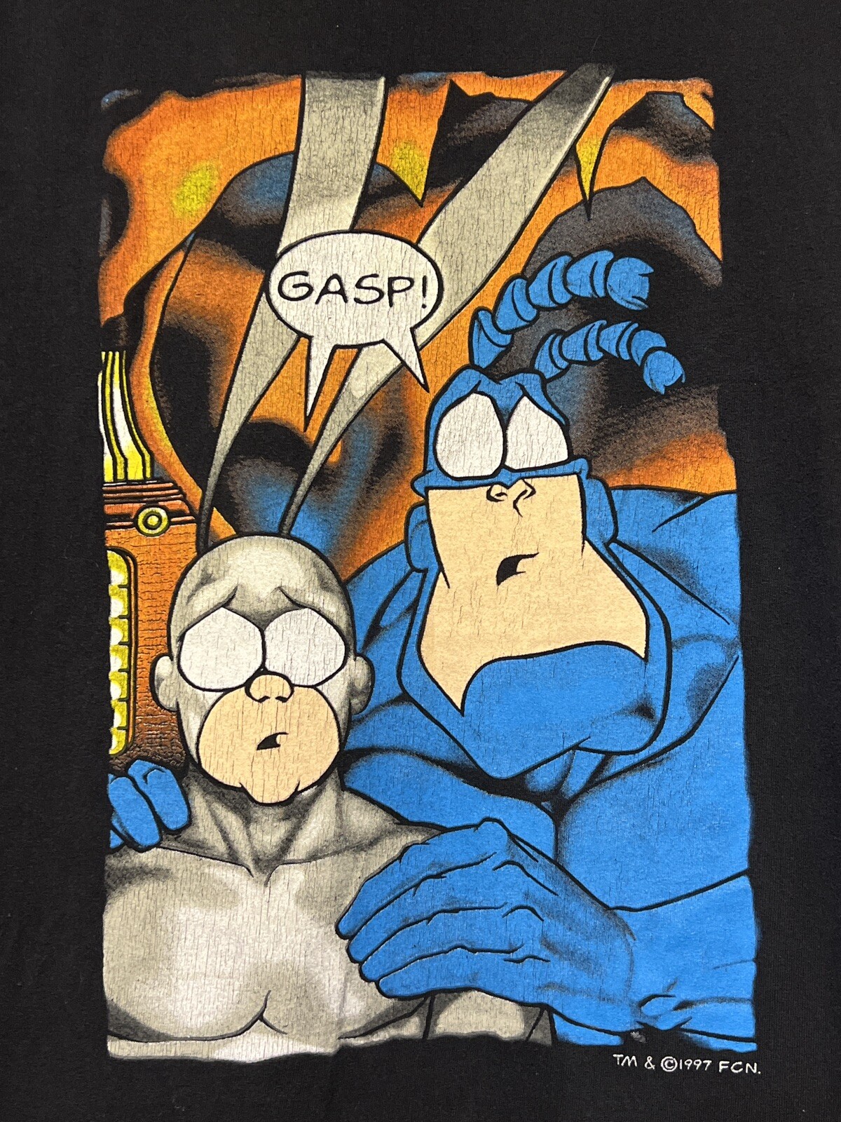 Vintage 1997 The Tick Cartoon T Shirt Fox Kids AAA Tag Black Large gallery