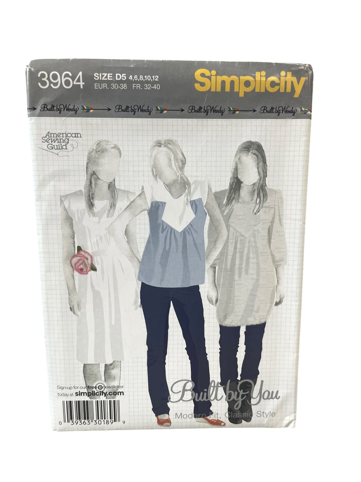 Simplicity 3964 Misses’ Dress Tunic Top Size D5 4 6 8 10 12 Modern Fit