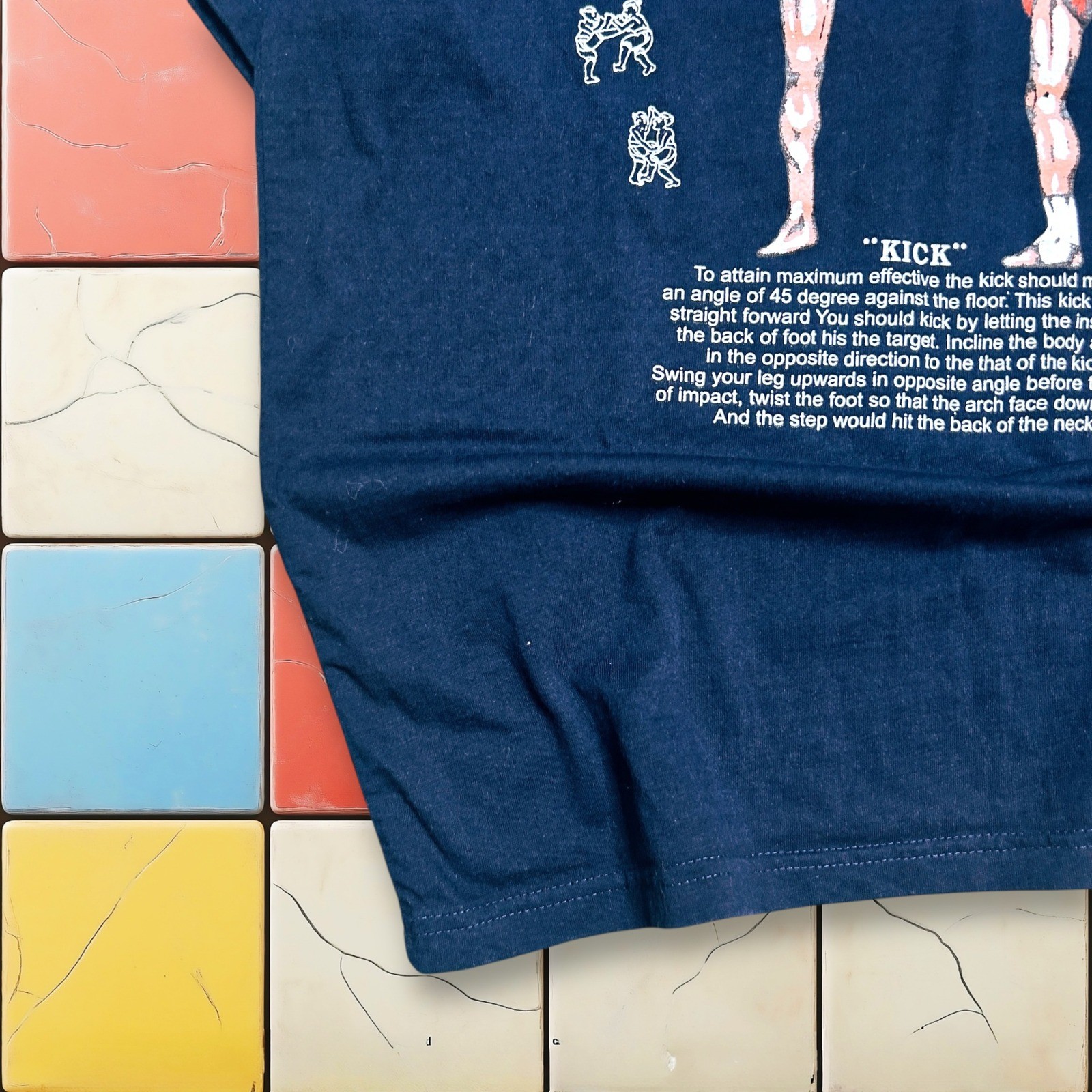 VTG Muay Thai Y2K Kick Boxing Shirt Men S Navy MMA Thailand Tee Kick Leeson gallery