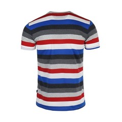 Men’s Classic Striped Short Sleeve Crew Neck Pocket Tee T-shirt Grey Red