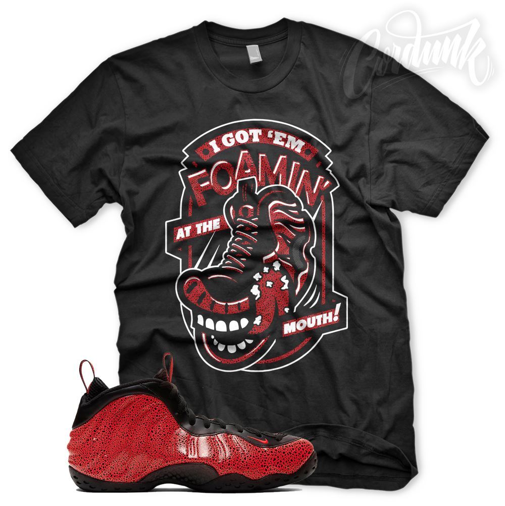 “FOAMIN AT THE MOUTH” T Shirt for J1 Foamposite Lava Bright Crimson Habanero