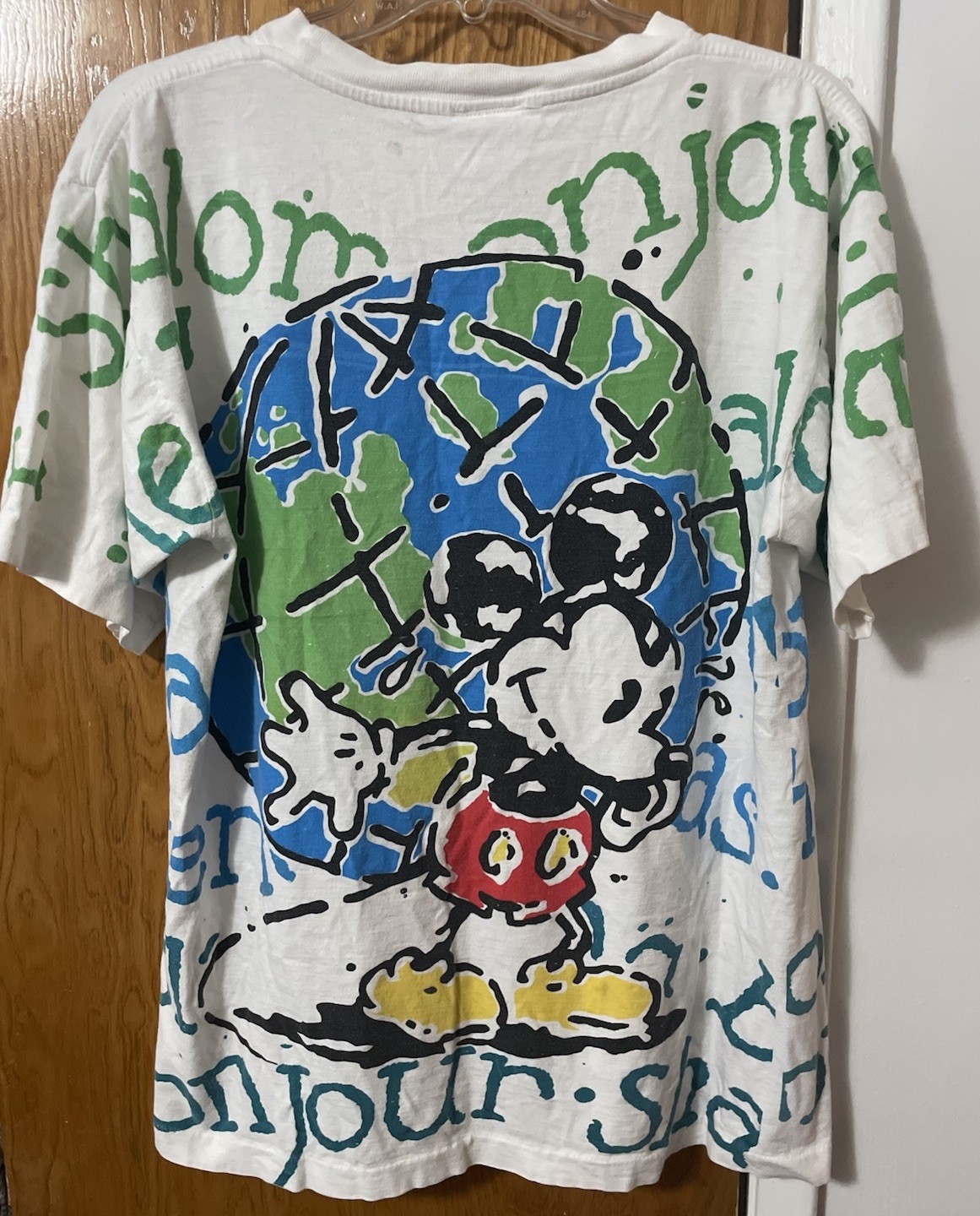 Vintage Disney Mickey Mouse Hello World All Over Print T Shirt OSFA 90s Land gallery