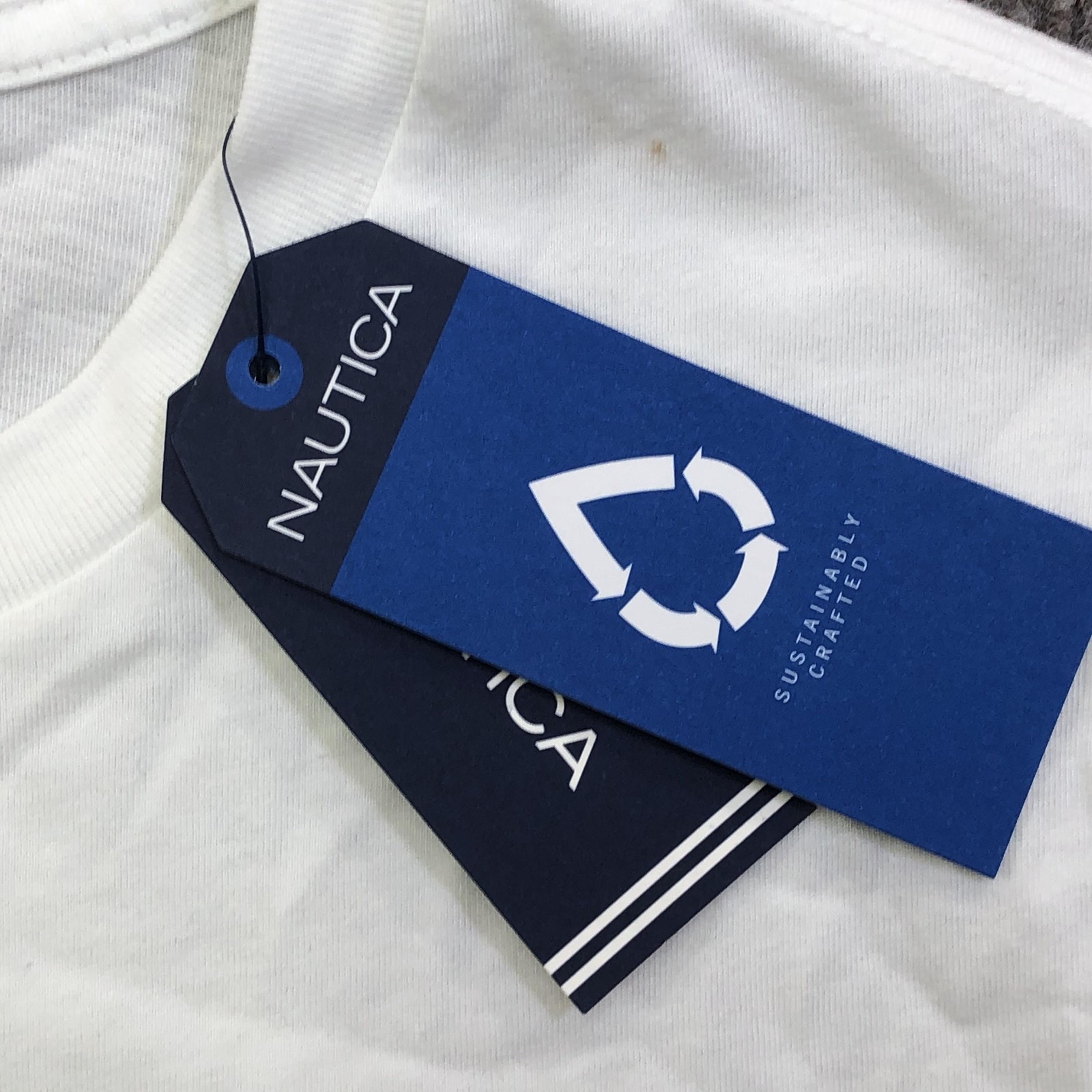 Nautica Shirt Mens Medium White Logo Stripe Graphic Tee Tagless Nautical gallery