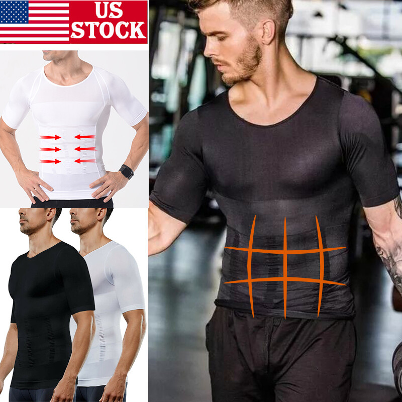 Men Slimming Body Shaper Posture Corrector Vest Abdomen Compression T-Shirts Top gallery