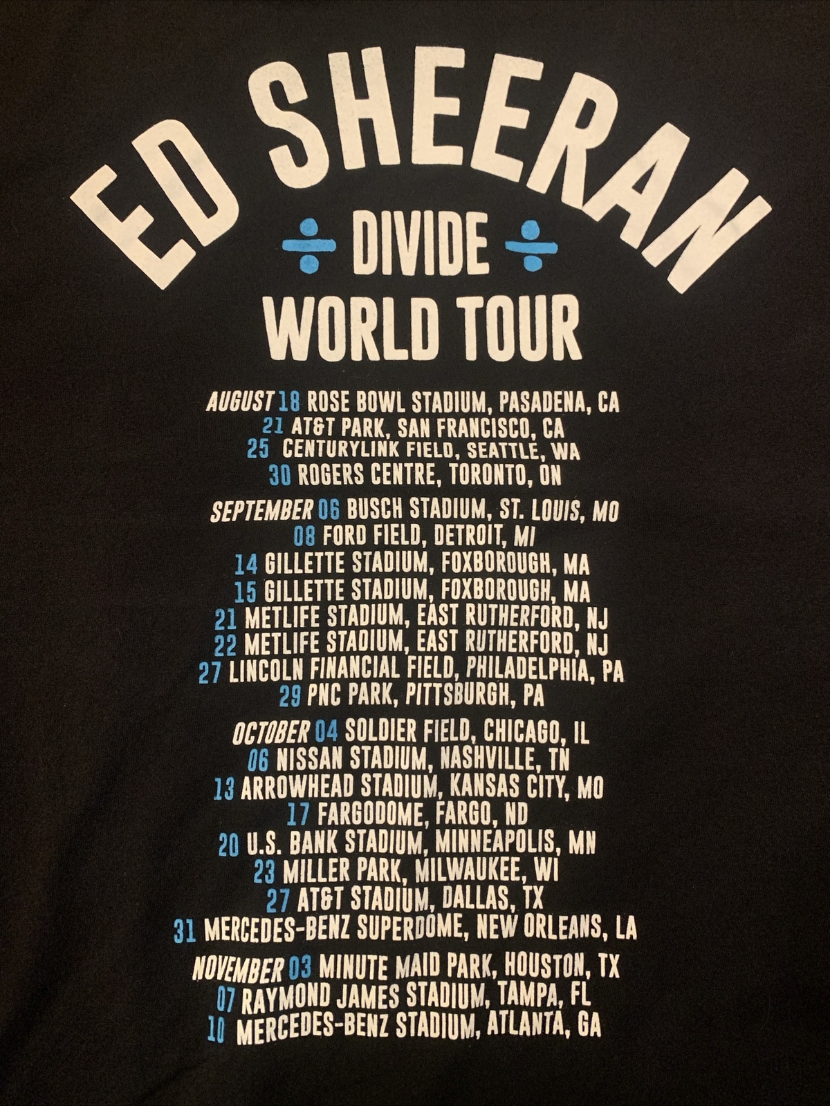 Ed Sheeran Divide World Tour Concert T-Shirt Size XL Black Ei-Lo E3600 Tag Music gallery