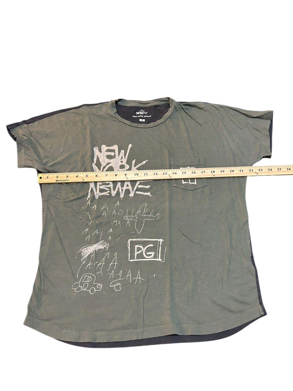 SPRZ NY X Uniqlo Jean Michael Basquiat Graphic T Shirt Men's Small Olive Gray gallery