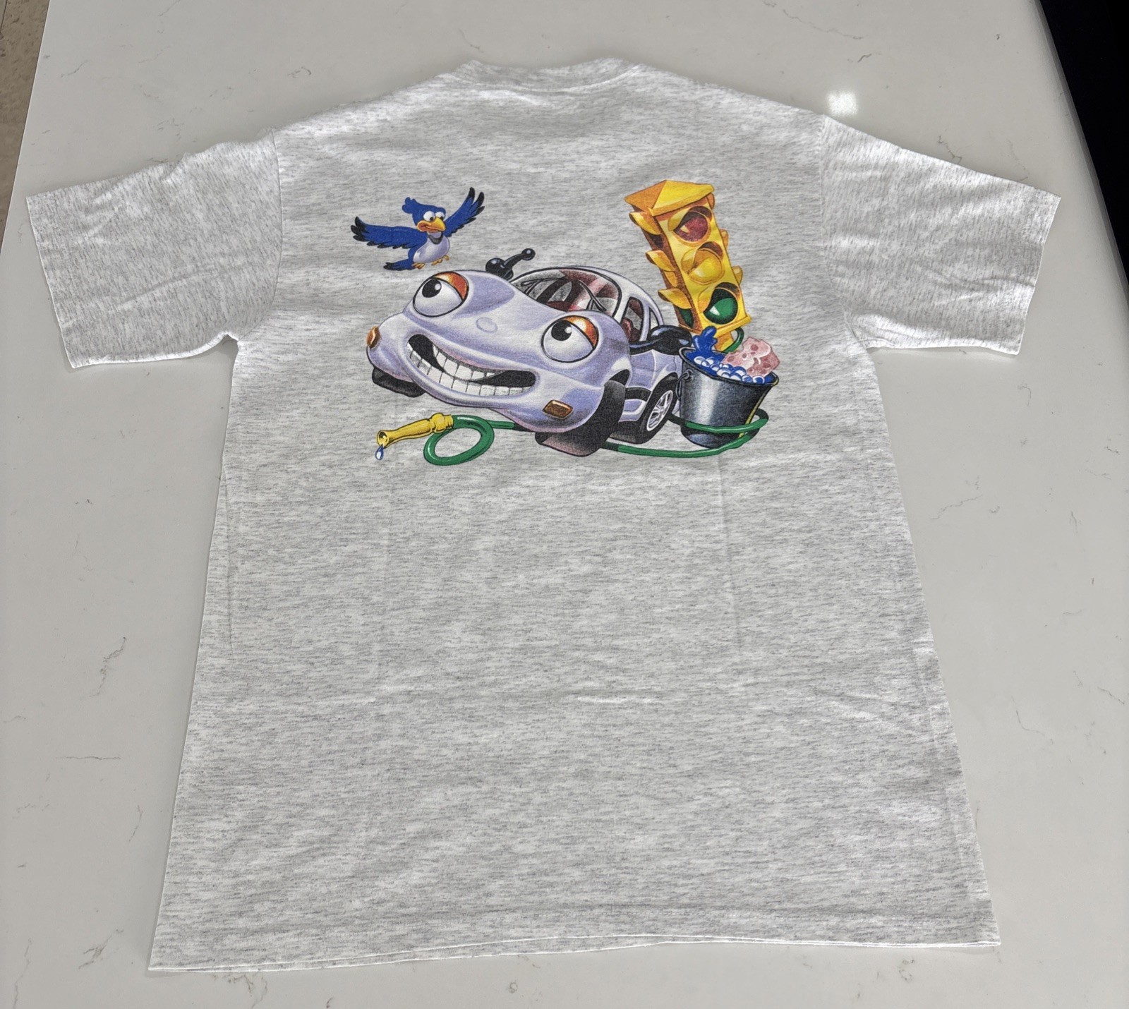 Y2K 90s The Chevron Cars T-shirt Purple automobile Car Wash Heather Gray Size M