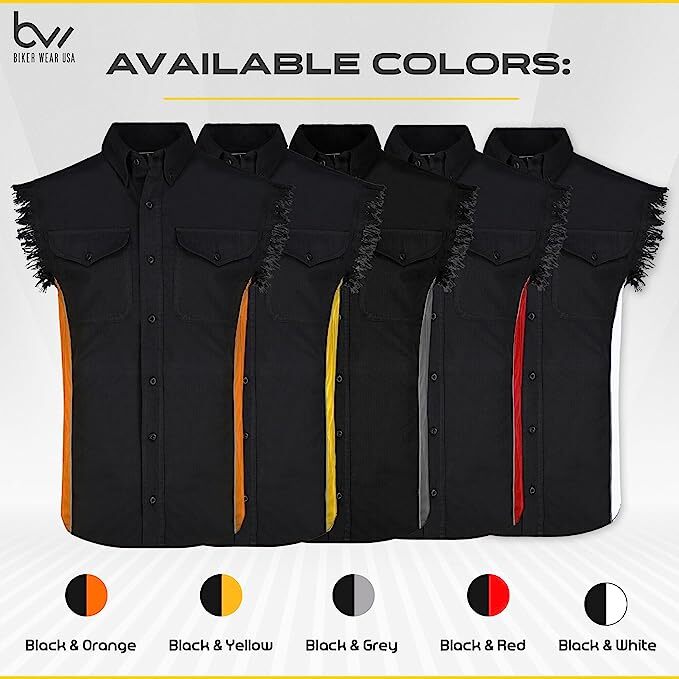 MEN'S SLEEVELESS DENIM SHIRTS - 2-TONE - WITH VERTICAL REFLECTIVE SAFETY LINING gallery
