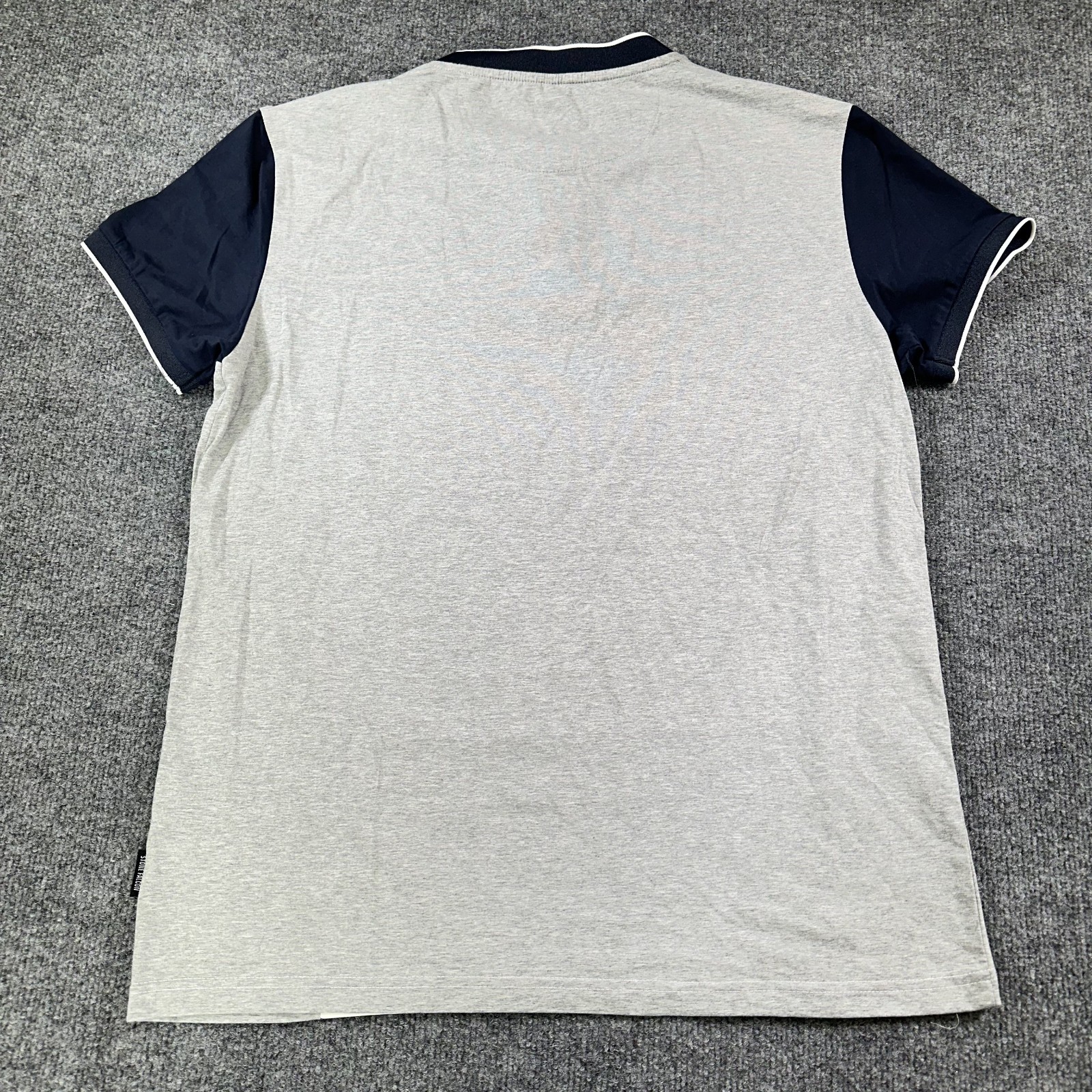 Stone Falcon Shirt Men's Large Navy Gray Henley Blade Collar Stretch Casual Golf gallery