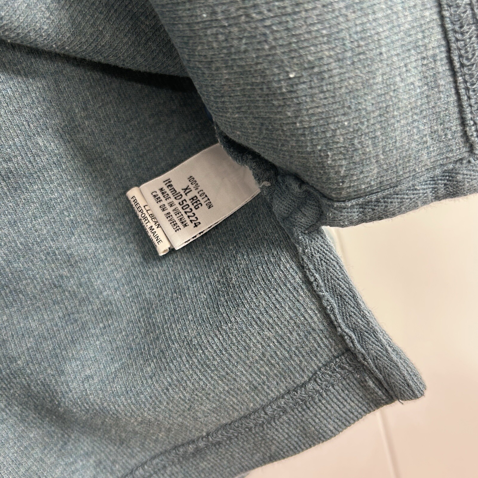 L.L.Bean Traditional Fit Ribbed Henley Mens XL Long Sleeve Blue gallery