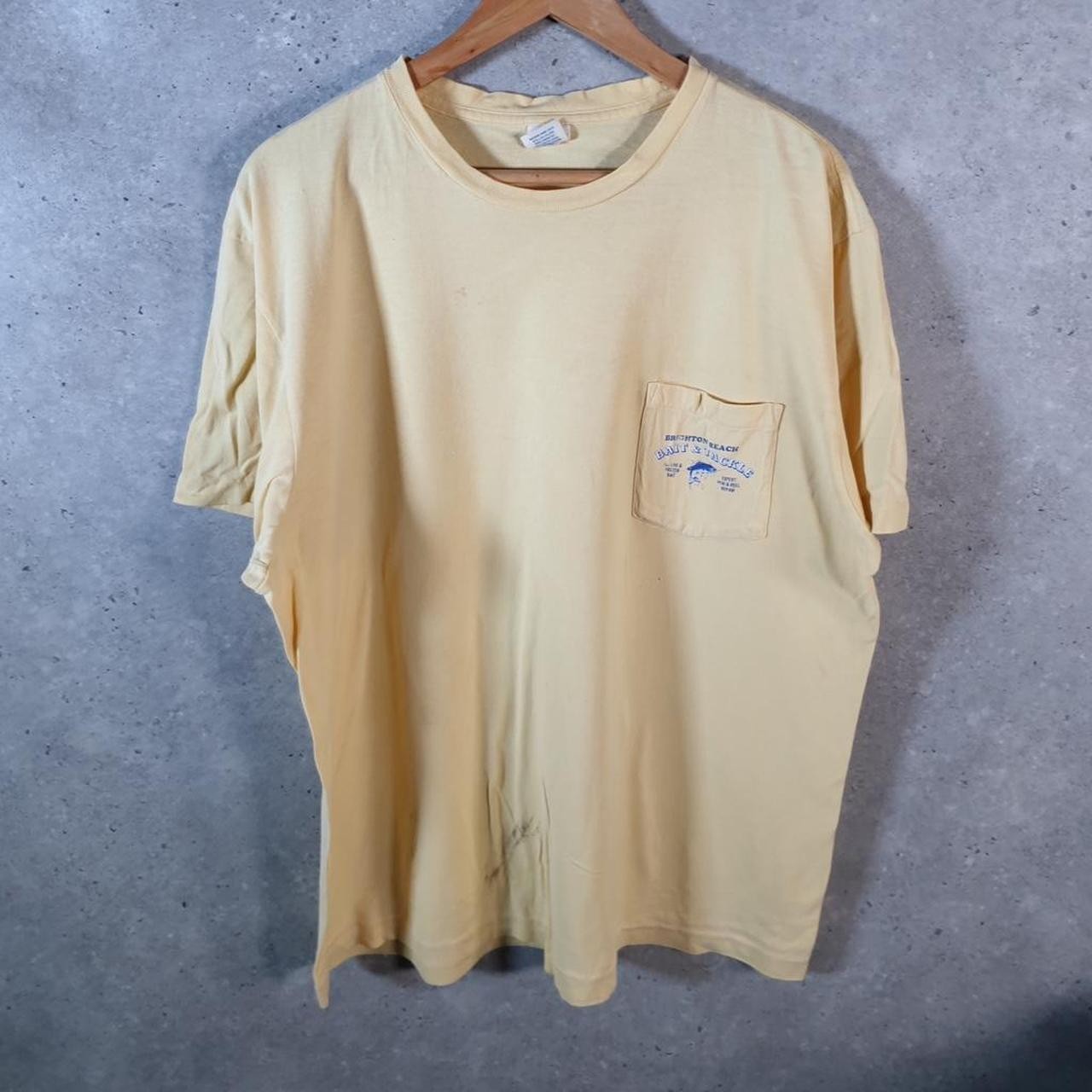 Vintage Old Navy Brighton Beach Bait & Tackle 90s USA T Shirt Mens XL Yellow gallery