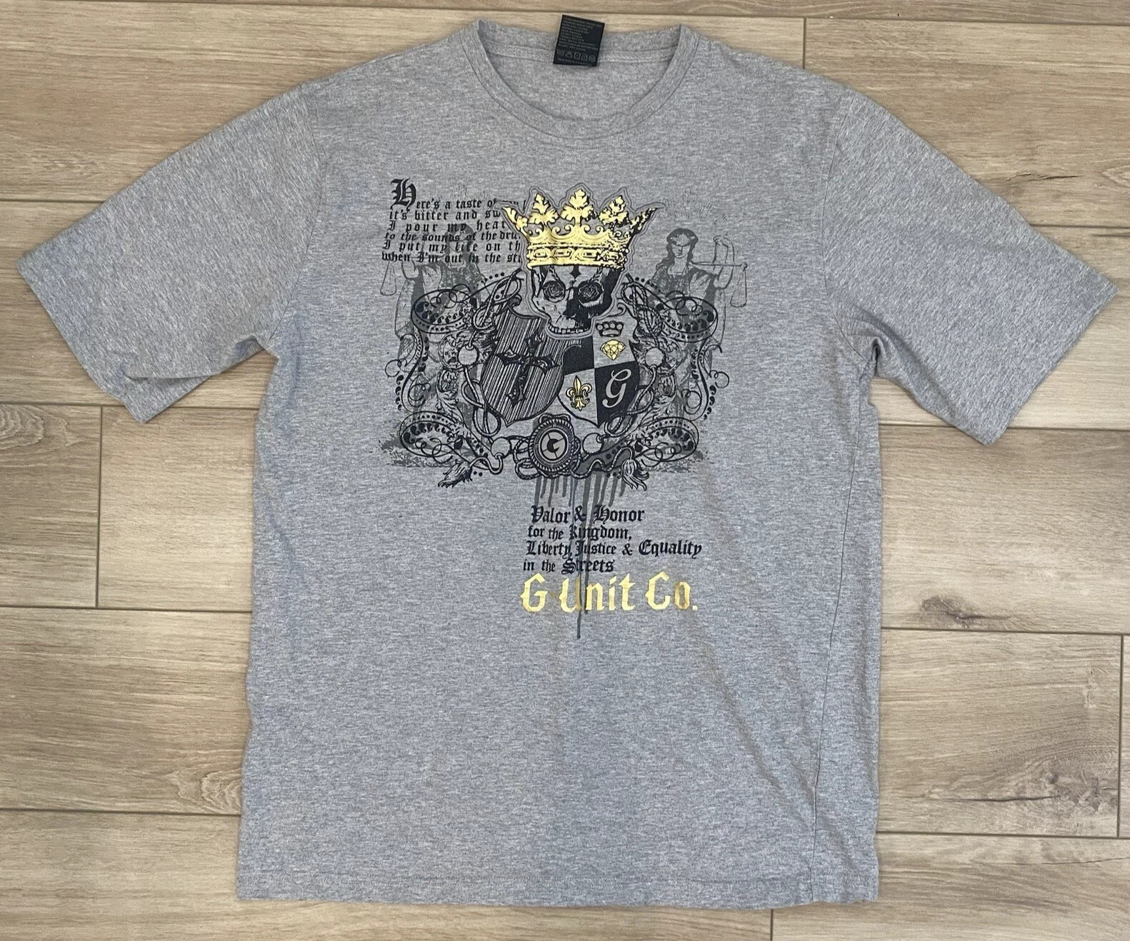 Vintage G-Unit 50 Cent Rap Tee Mens XL Gray Shirt Hip Hop Grunge Goth Skater Y2K