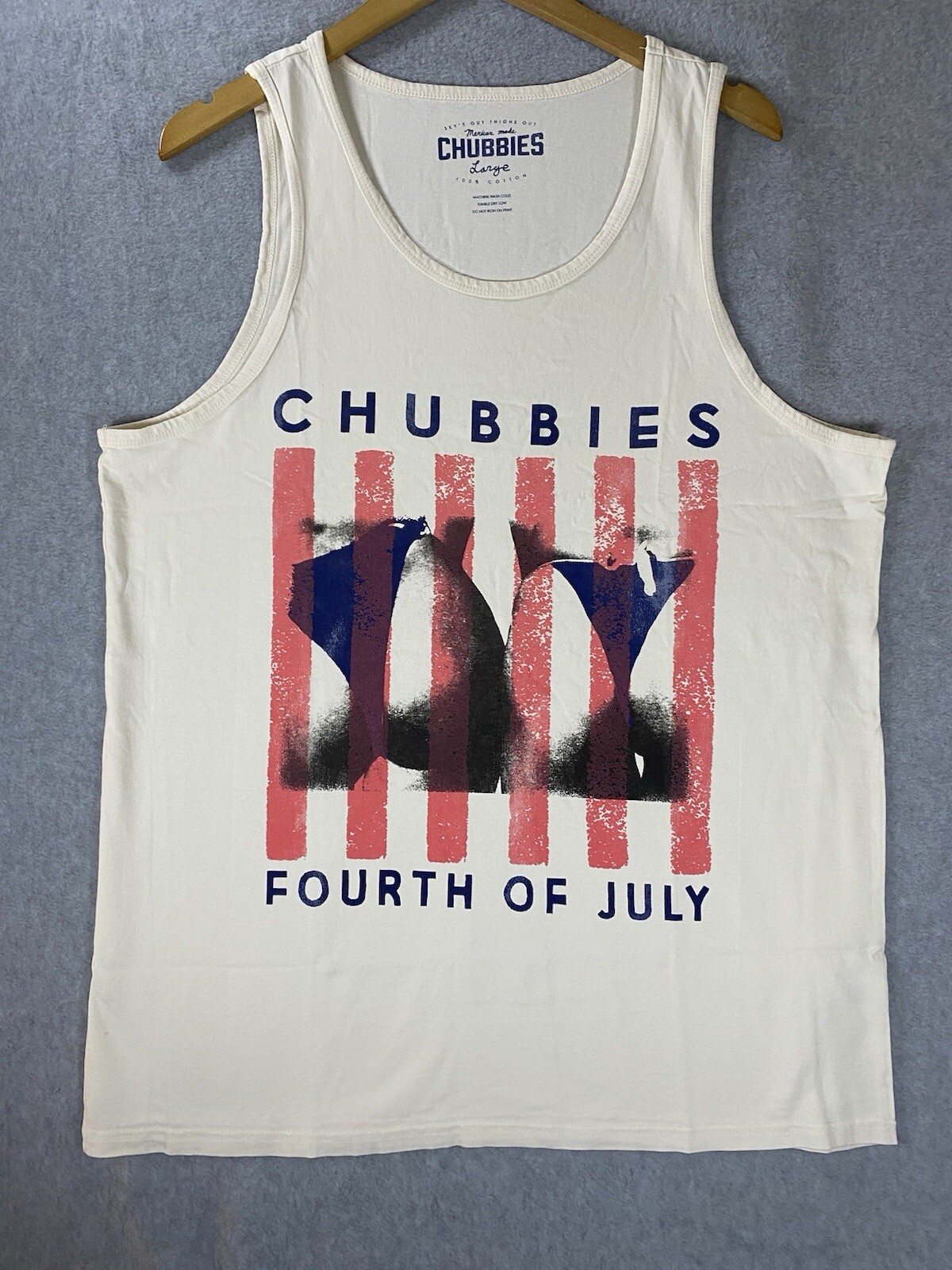 Chubbies Tank Top Mens Large Ivory 4th Of July Cotton Scoop Neck Muscle Tee Butt gallery