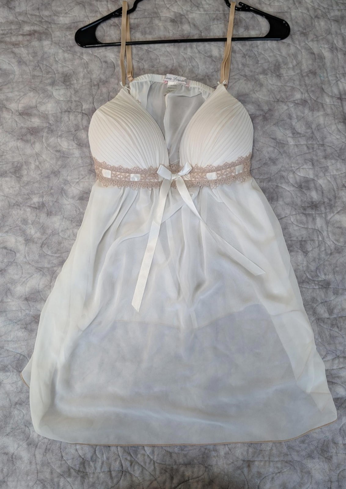 NWOT Linea Donatella Ivory Babydoll Lingerie Lace Pleated XL Bridal gallery