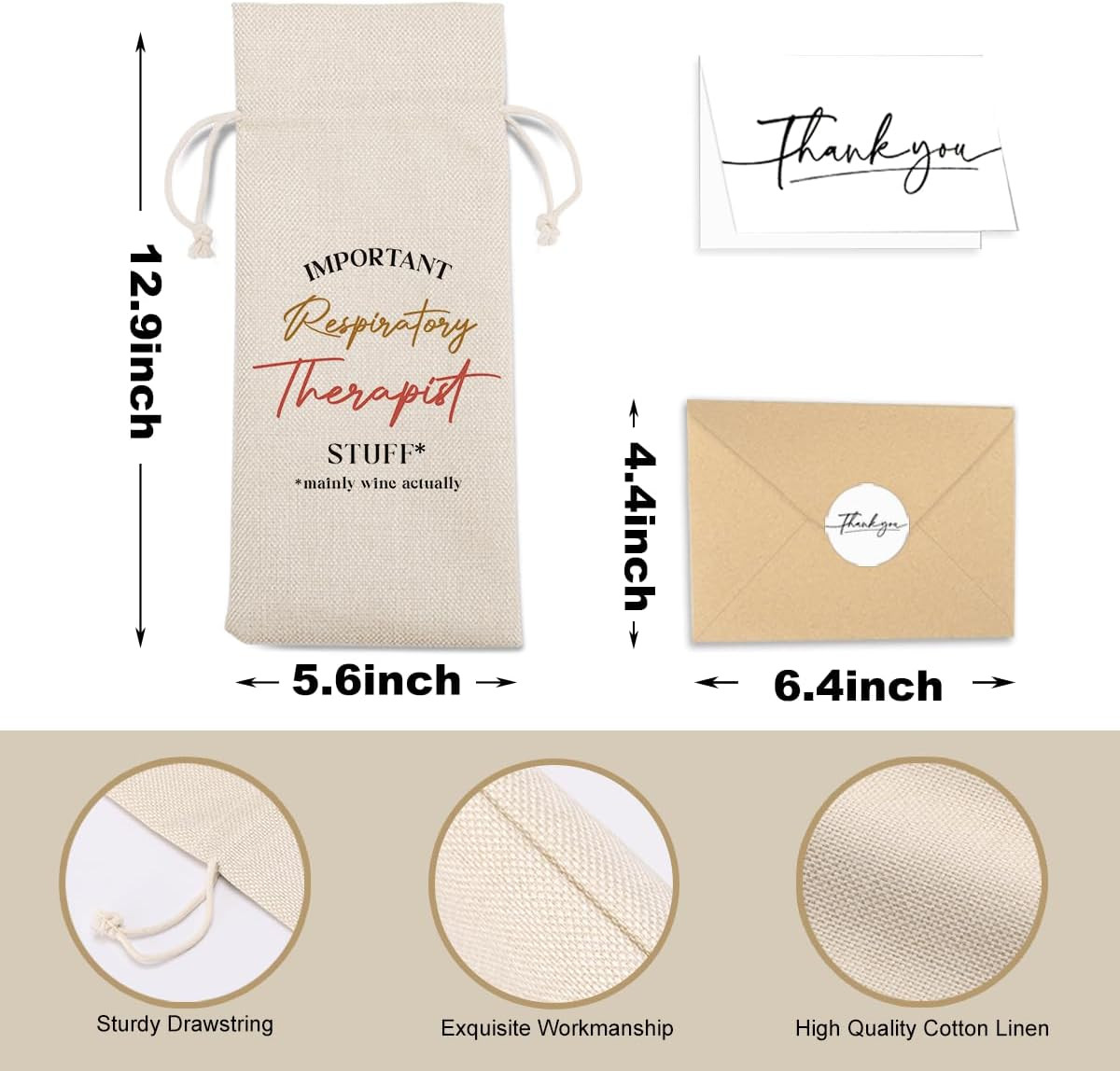 Respiratory Therapist Gifts Wine Bag with Thank You Card Appreciation Gifts Chri gallery