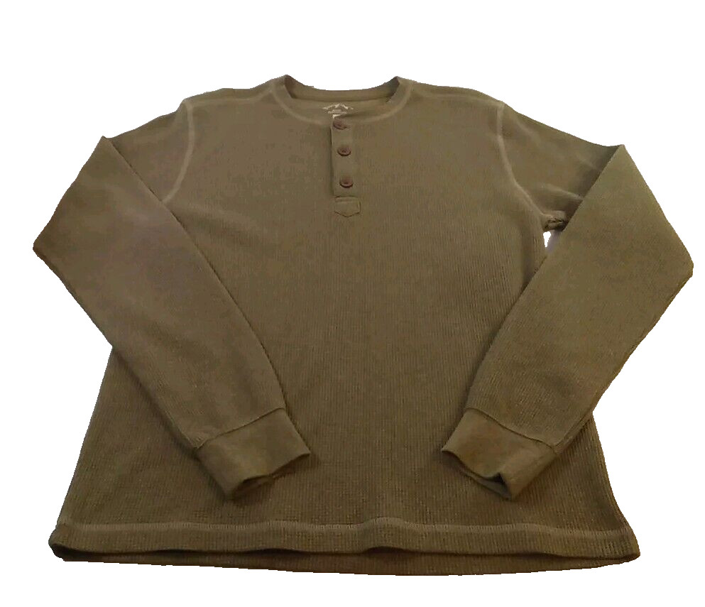 Blue Mountain Men’s Medium Green Henley Shirt – Long Sleeve Cotton/Poly Blend