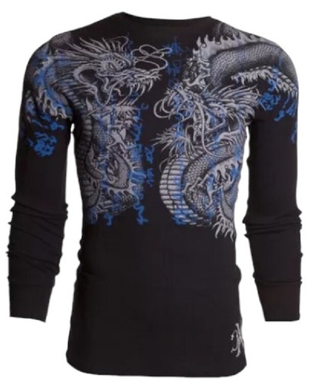 Xtreme Couture by Affliction Men's Thermal Shirt Double Up Black Biker S-2XL gallery