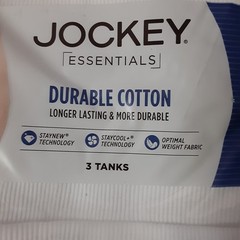 Jockey White Ribbed Undershirts Size Small Cotton 3 in Pack Tank Wife Beater