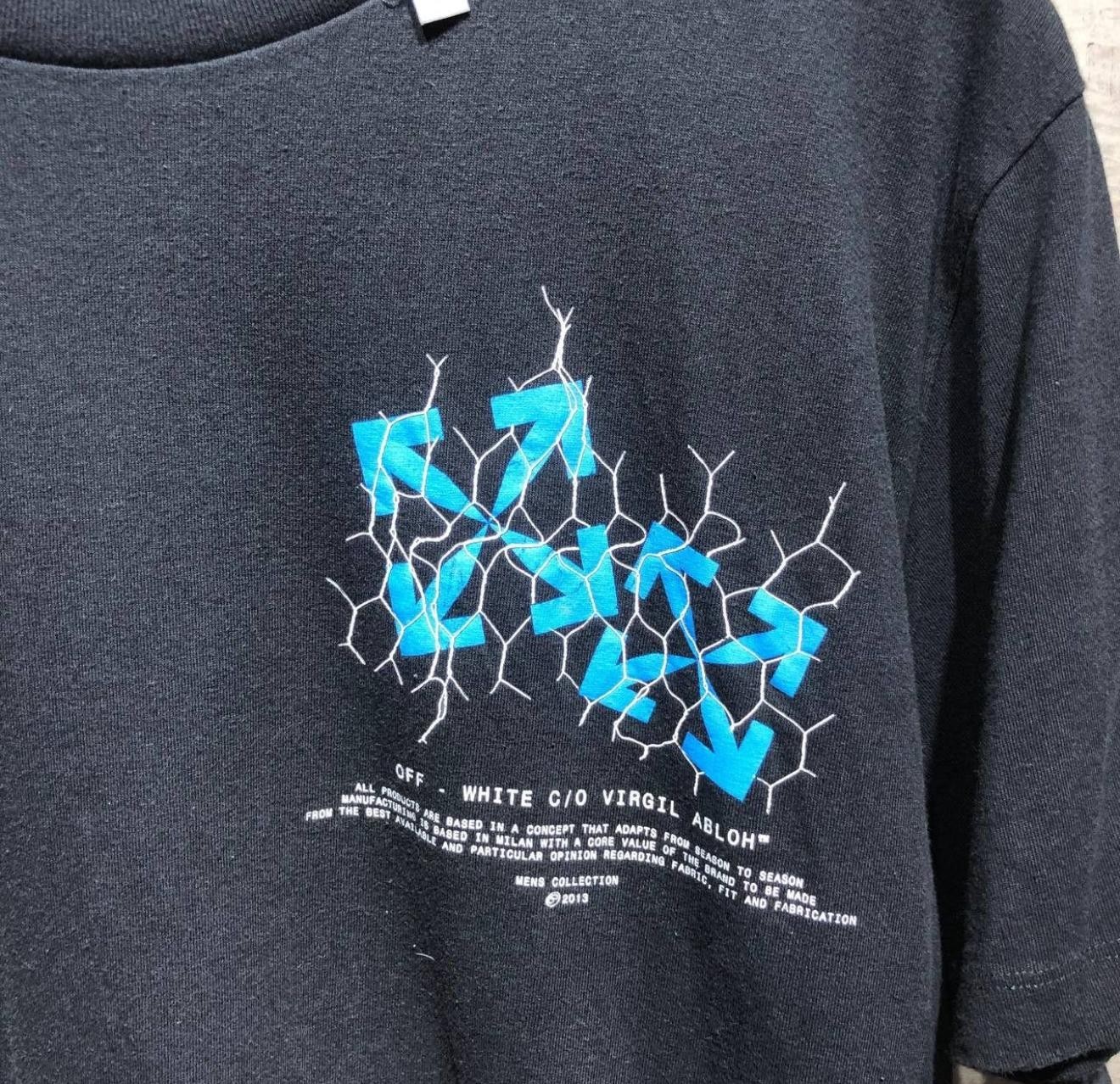Off-White c/o Virgil Abloh Blue Lightning Arrow Graphic Tee Black Size L 2013 gallery