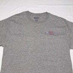 Champion Script Logo T-Shirt Men’s Medium Gray Hip Hop Hipster Sportswear Y2K