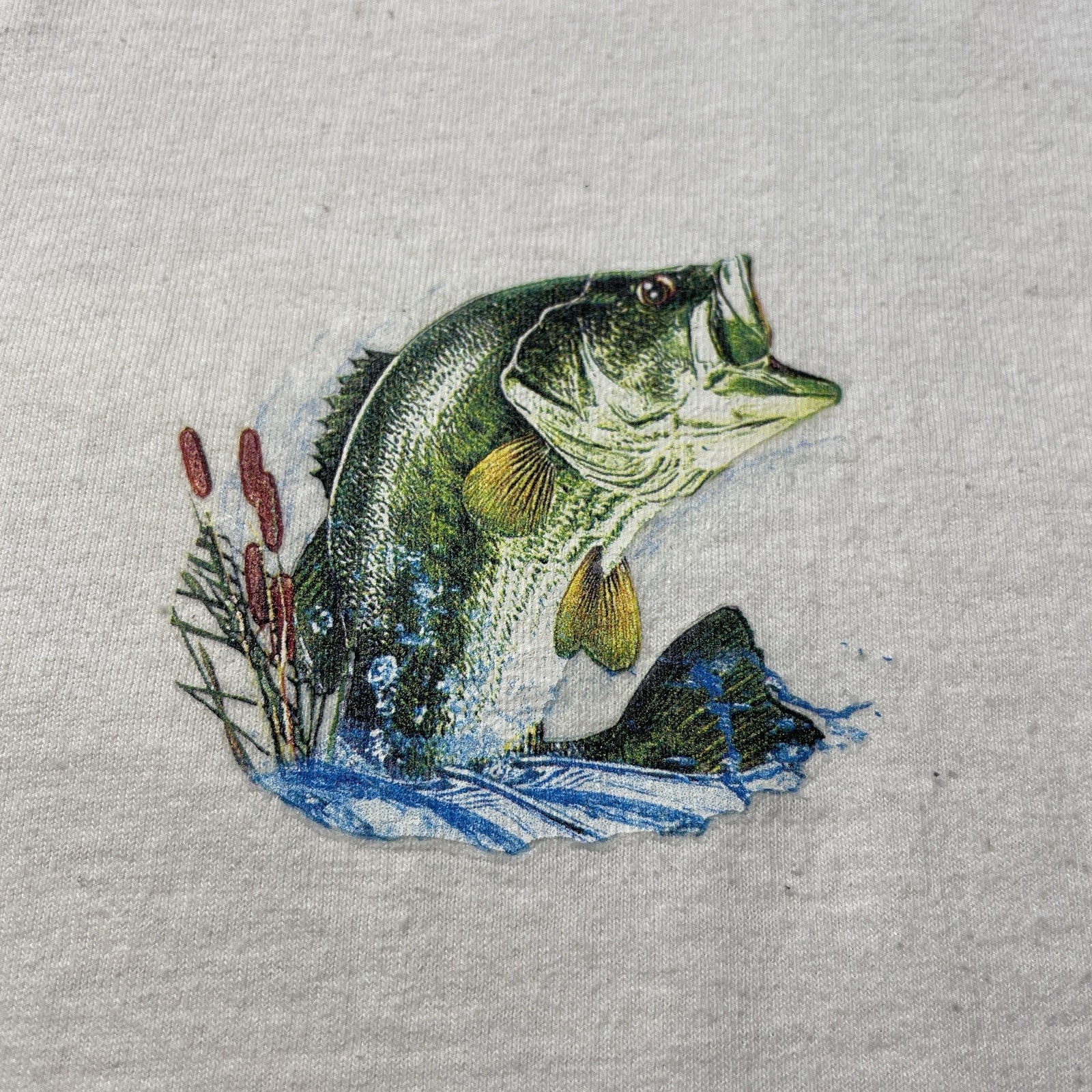 Bass Fishing Art T-Shirt Mens Large Living The Reel Life Dad Lake Beach Fish Y2K gallery