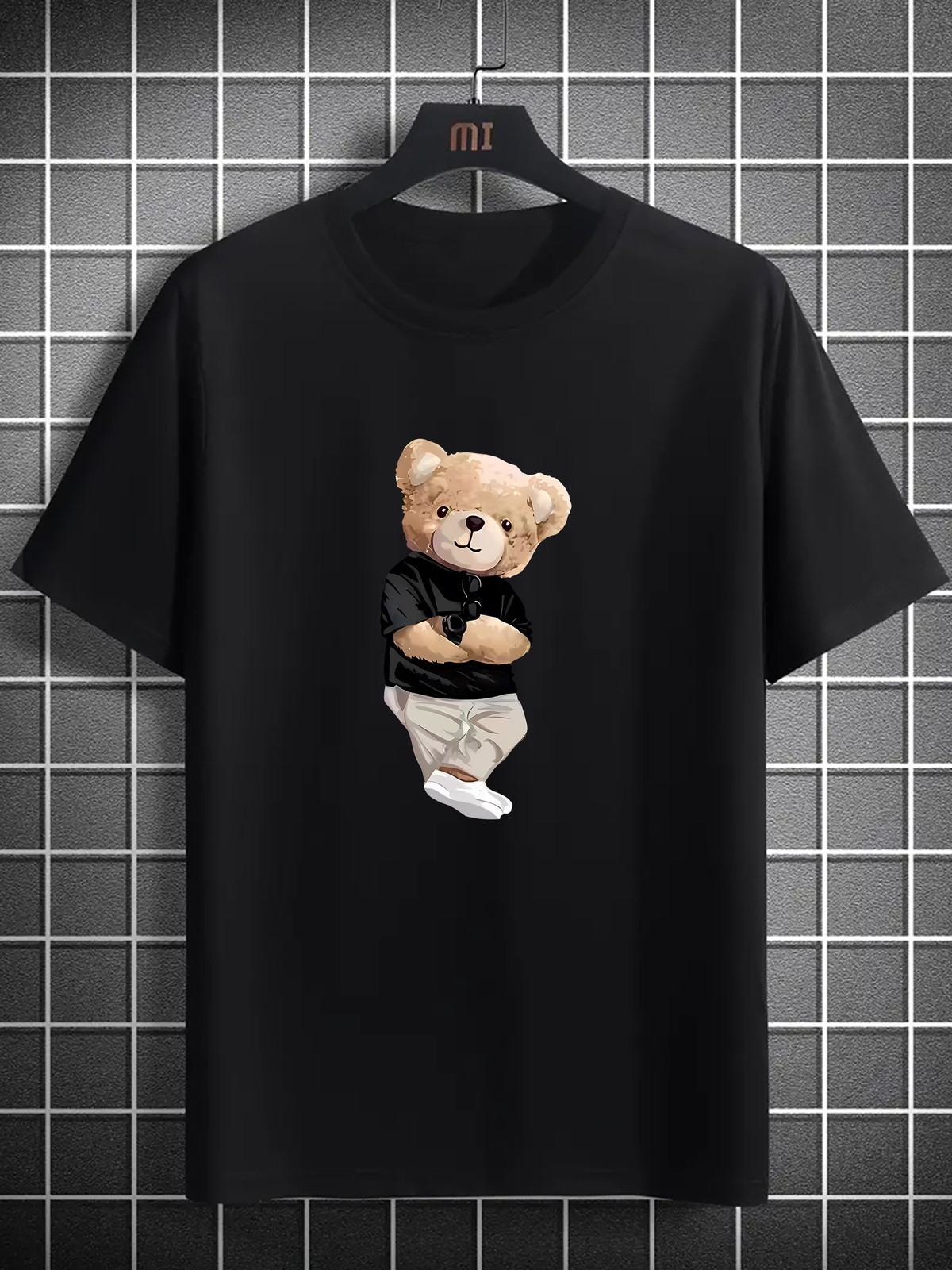 Cute Teddy Bear Graphic T-Shirt Men Funny Cartoon Casual Street Tee gallery