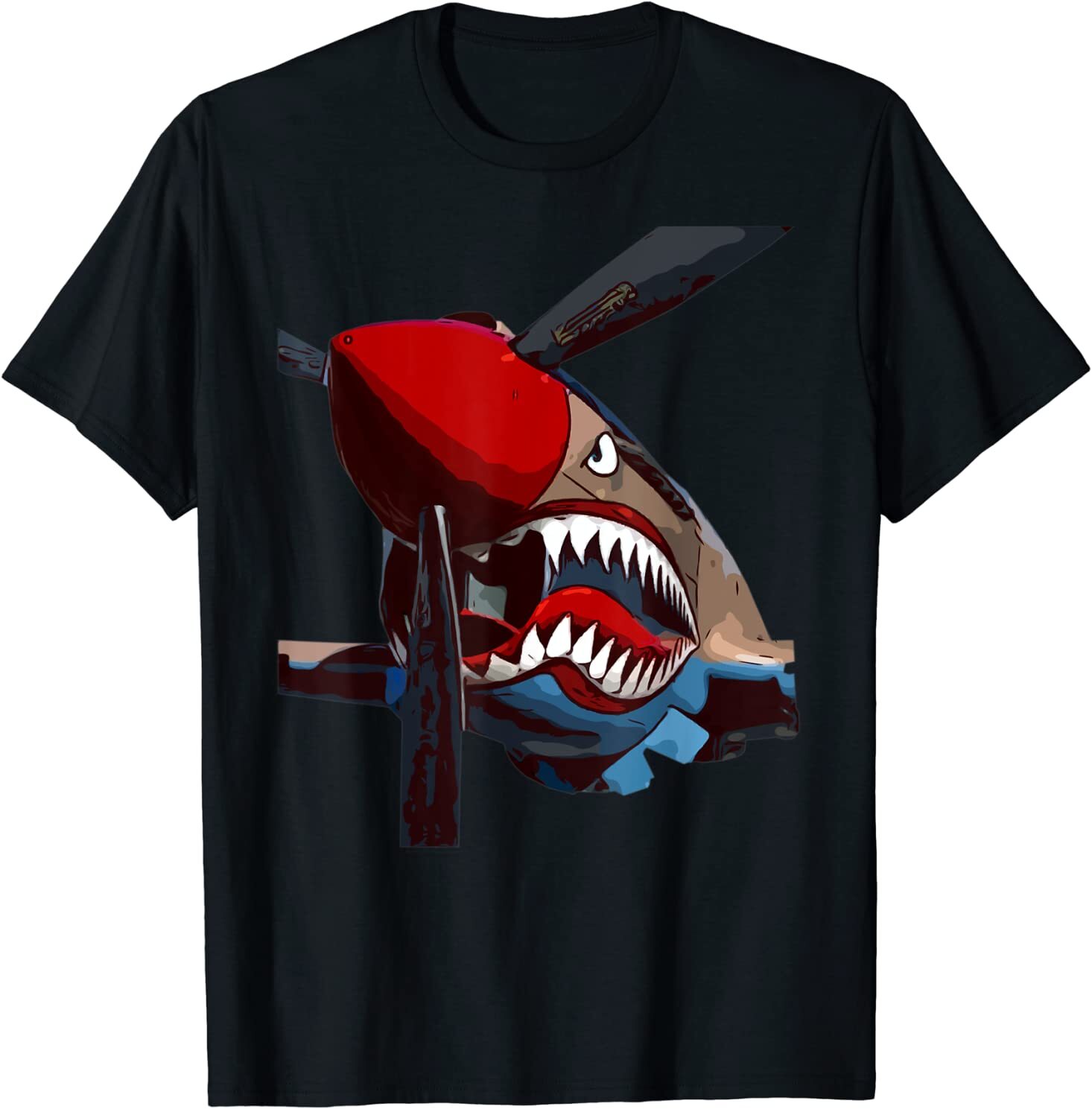 P-40 Warhawk Fighter Aircraft WW2 Airplane Military T-Shirt Size S-5XL