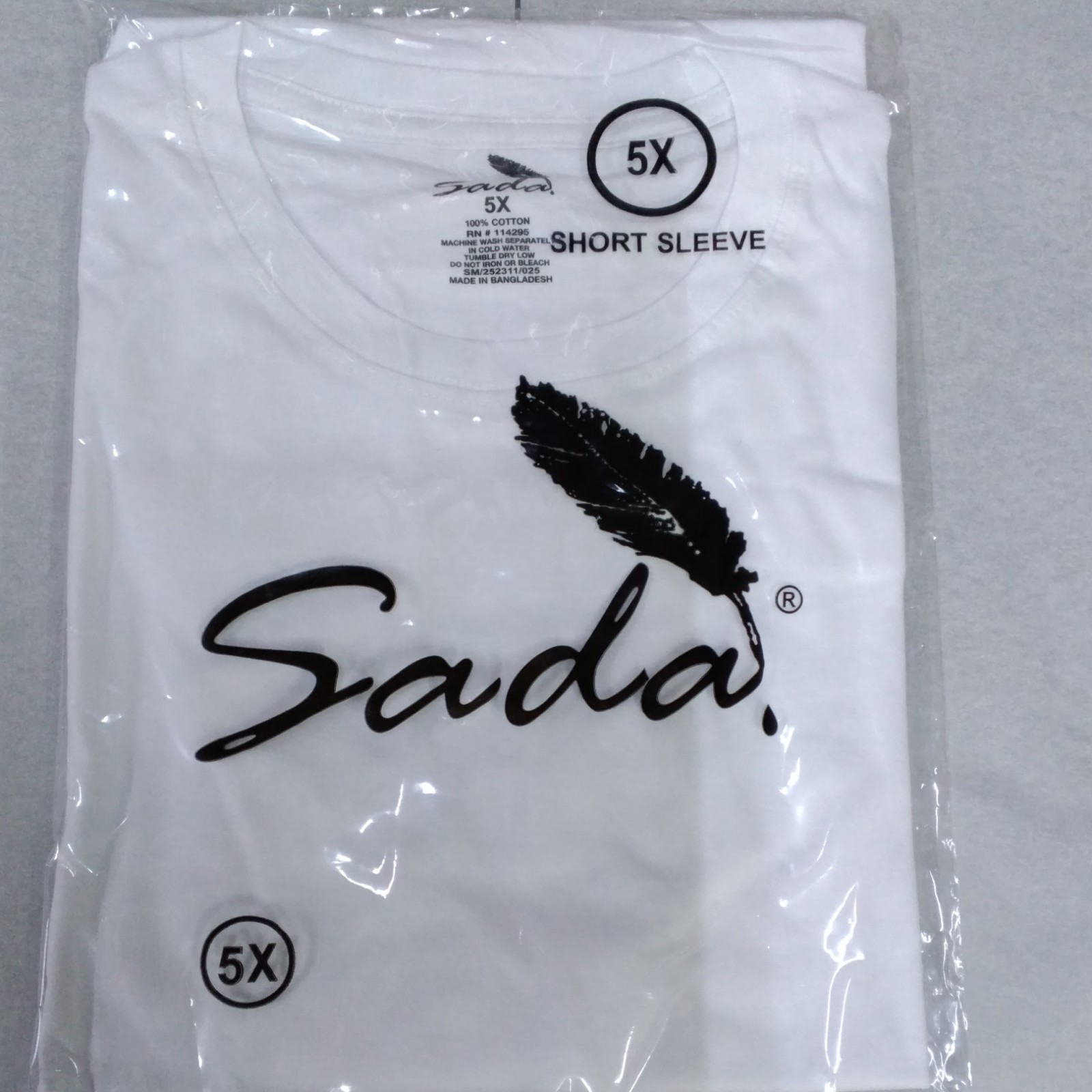 Sada Men's White 5X Cotton Knit T-Shirt Short Sleeve Crew Neck gallery