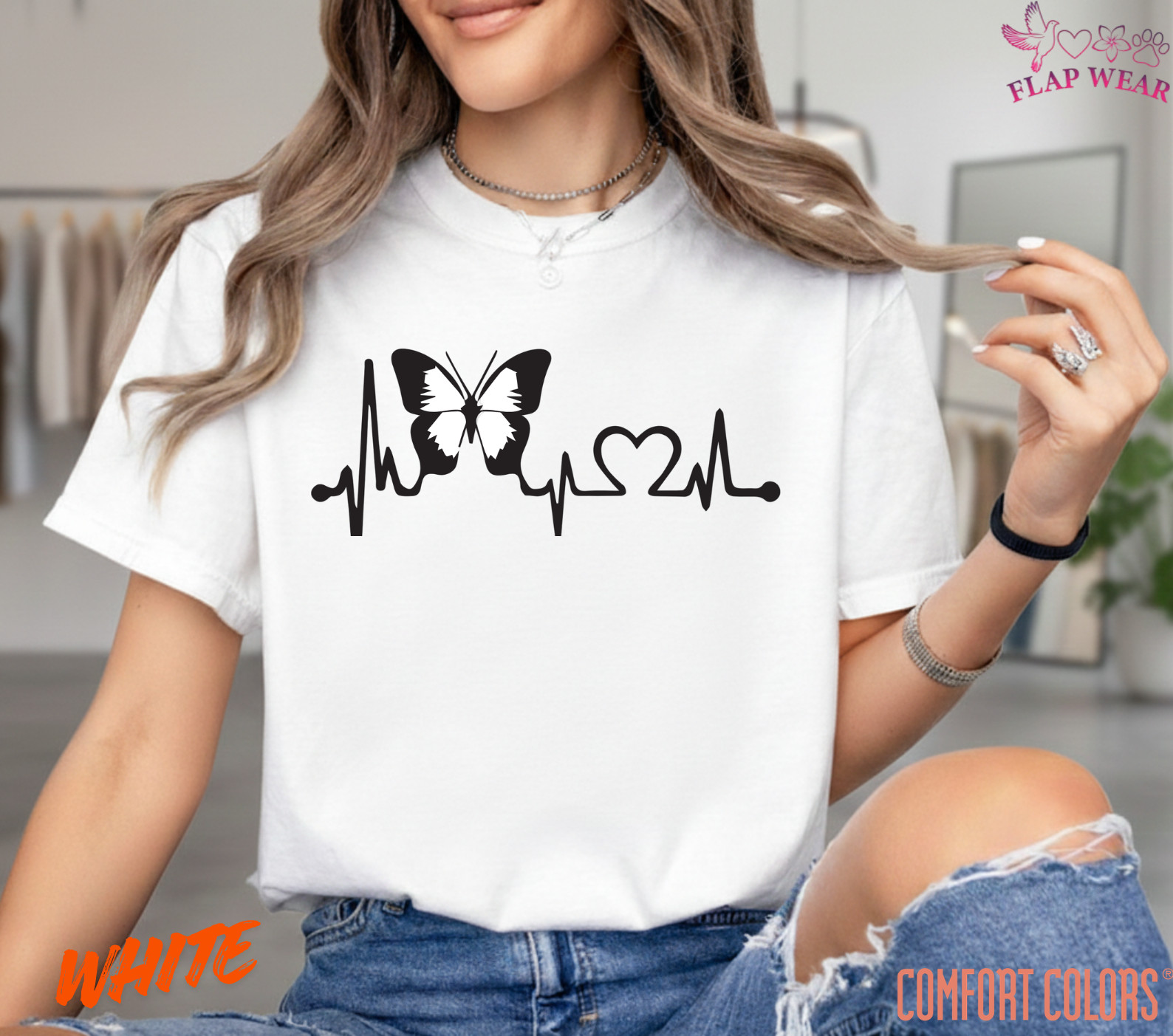 Unisex Butterfly Heartbeat Lifeline T shirt Men T shirt Women valanity Romantic gallery