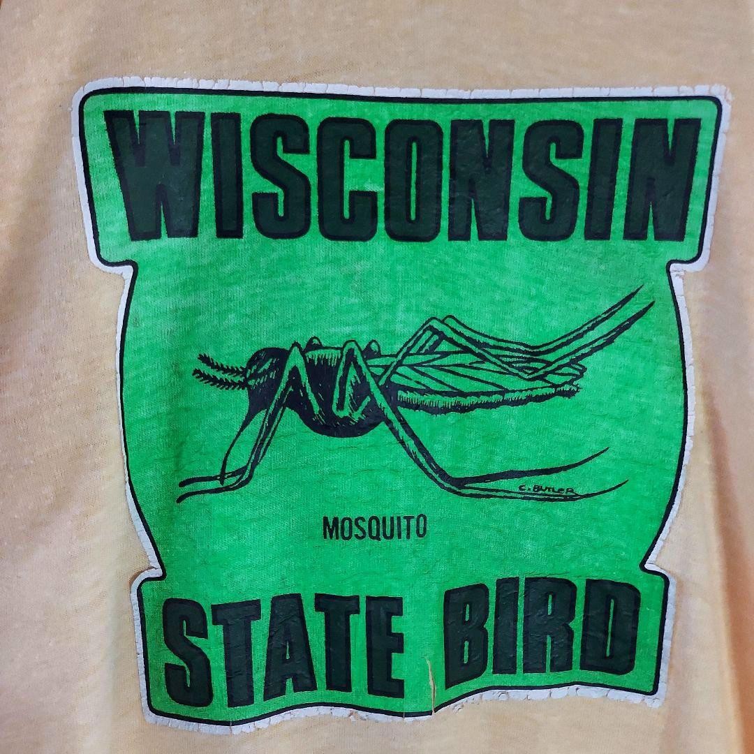 70s Russell Athletic Wisconsin Mosquito State Bird Ringer T-Shirt L Yellow gallery